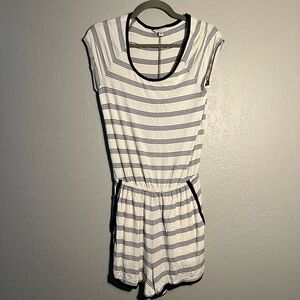 American Eagle Outfitters Striped Bodysuit White Black Midi Dress SZ Petite  S